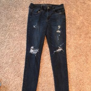 American Eagle Hi-Rise, Super Stretch Blue Jeans
